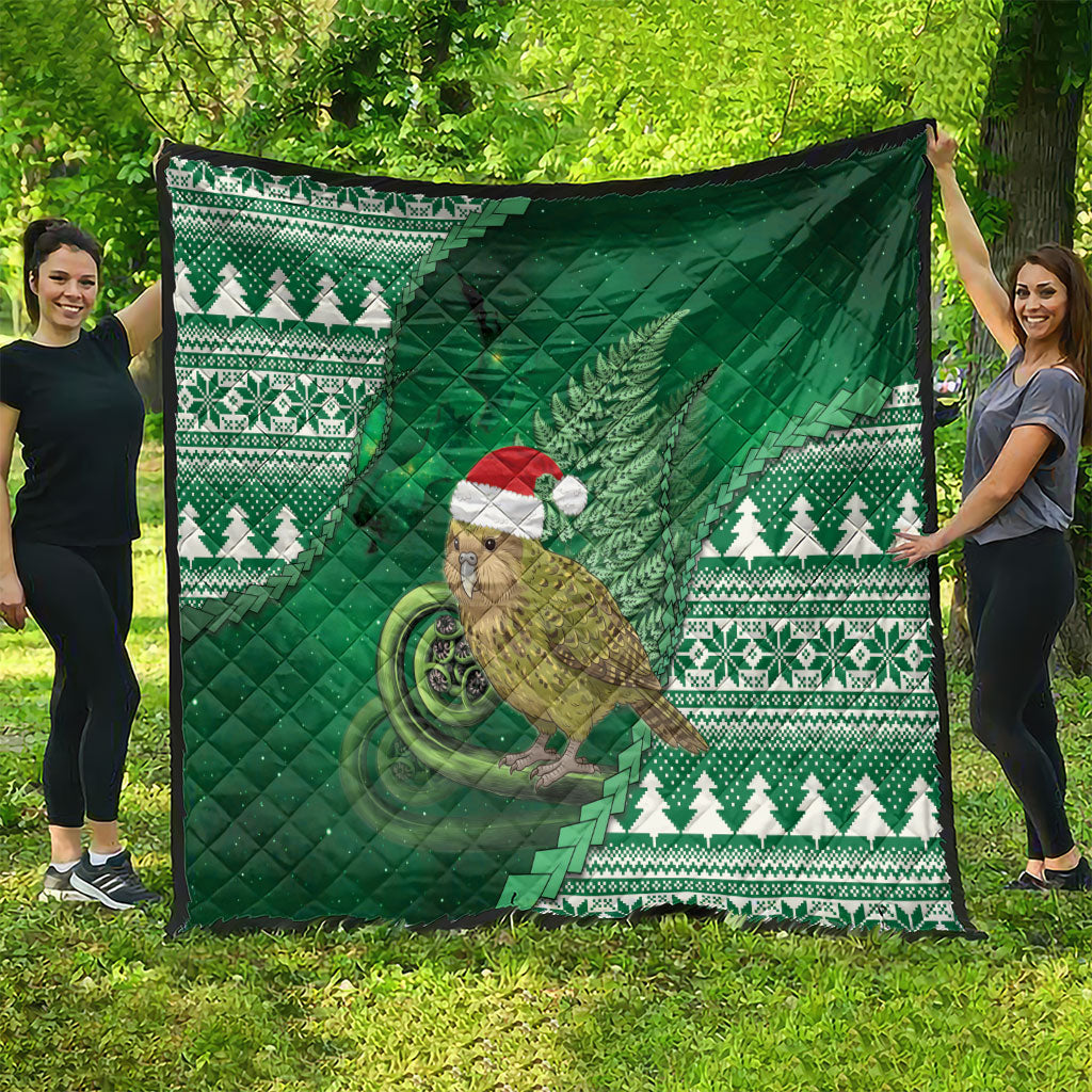 New Zealand Kakapo Christmas In July Quilt Silver Fern Santa Xmas Green Color LT22 - Polynesian Pride