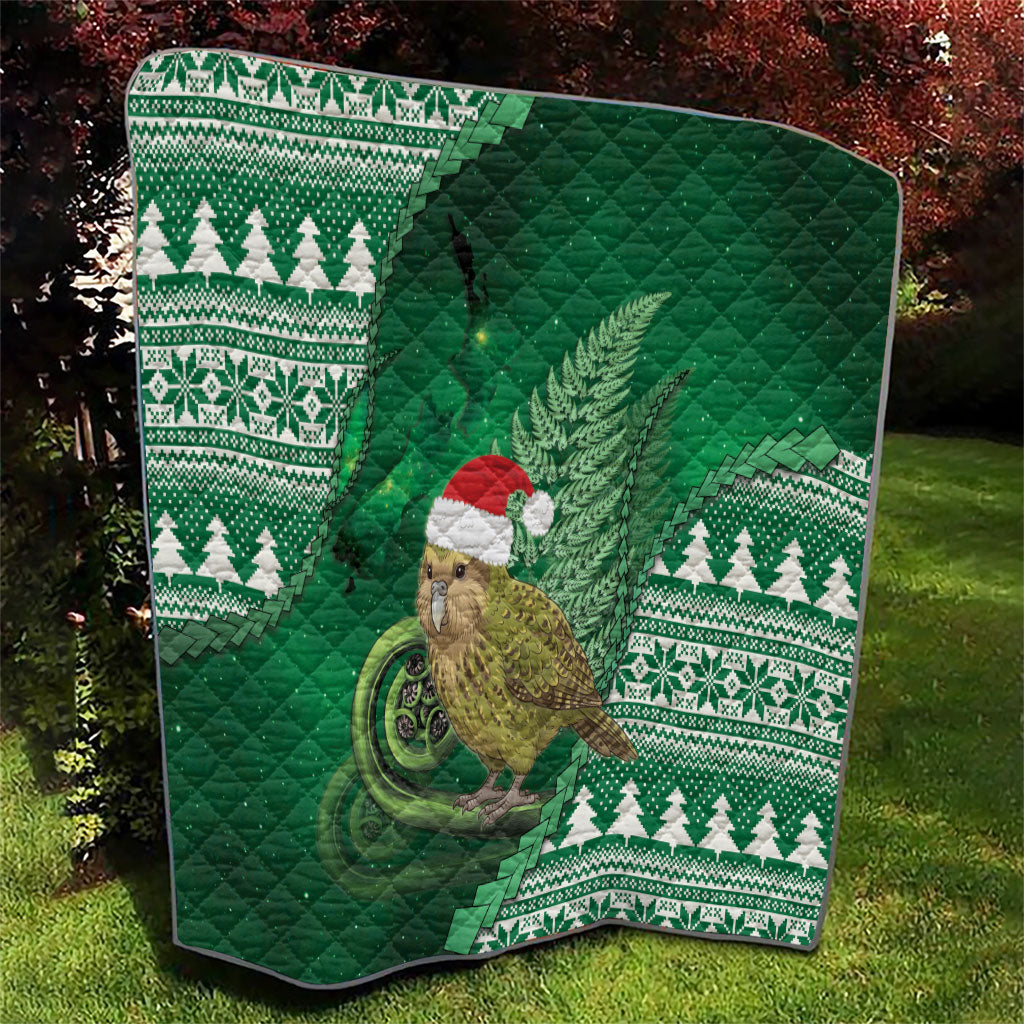 New Zealand Kakapo Christmas In July Quilt Silver Fern Santa Xmas Green Color LT22 - Polynesian Pride