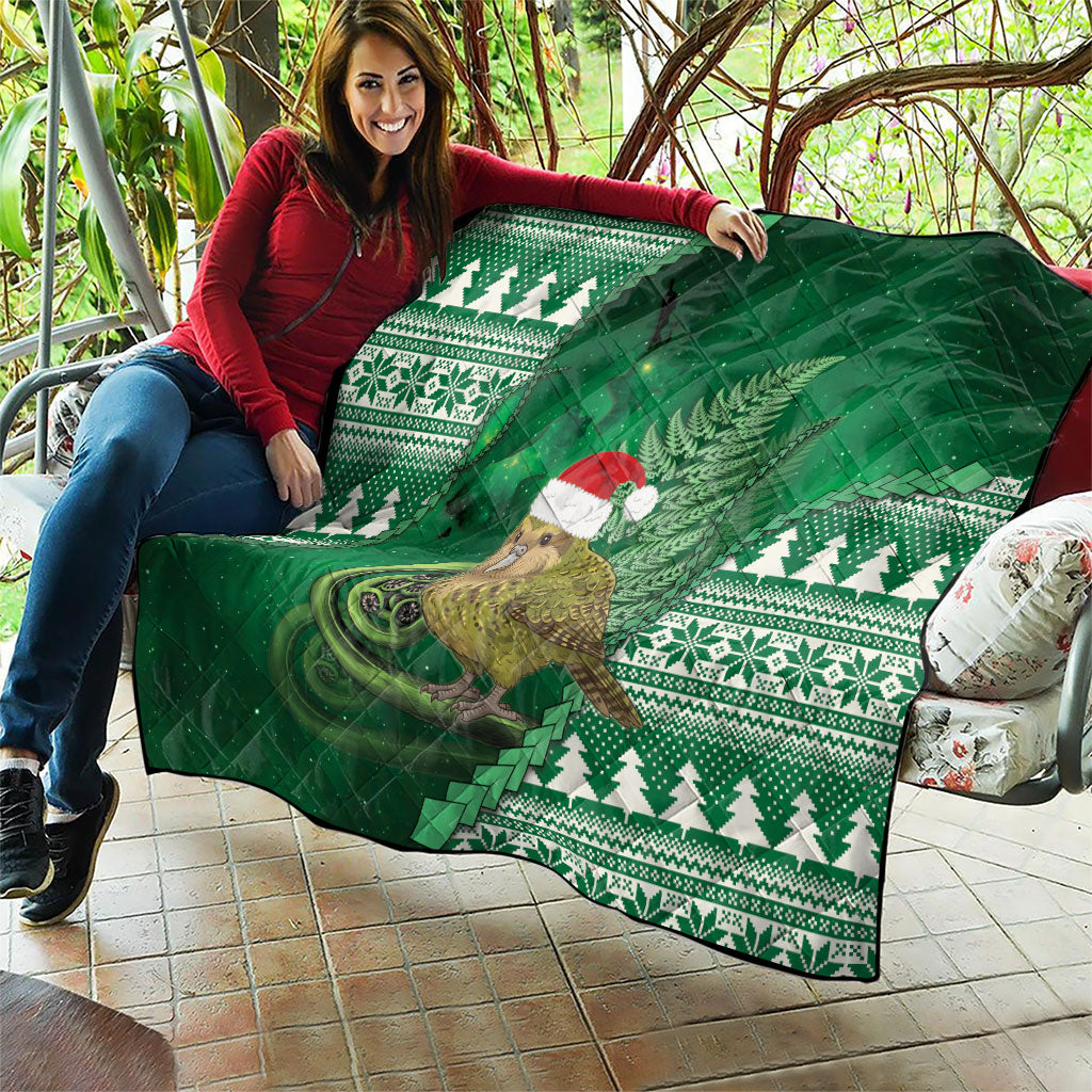 New Zealand Kakapo Christmas In July Quilt Silver Fern Santa Xmas Green Color LT22 - Polynesian Pride