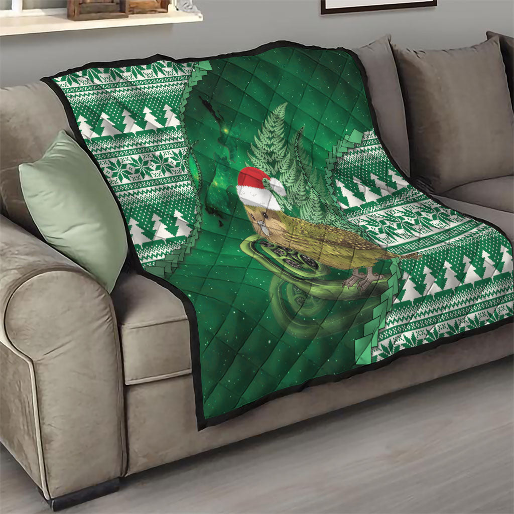 New Zealand Kakapo Christmas In July Quilt Silver Fern Santa Xmas Green Color LT22 - Polynesian Pride