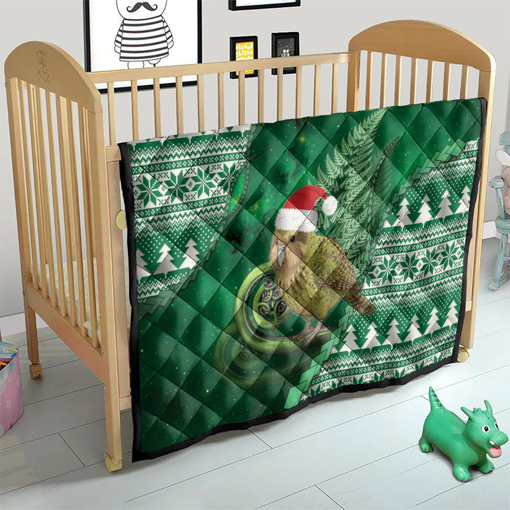 New Zealand Kakapo Christmas In July Quilt Silver Fern Santa Xmas Green Color LT22 - Polynesian Pride