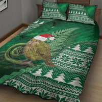 New Zealand Kakapo Christmas In July Quilt Bed Set Silver Fern Santa Xmas Green Color LT22 - Polynesian Pride