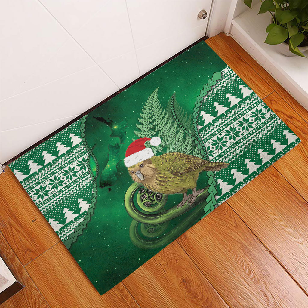 New Zealand Kakapo Christmas In July Rubber Doormat Silver Fern Santa Xmas Green Color LT22 - Polynesian Pride