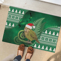New Zealand Kakapo Christmas In July Rubber Doormat Silver Fern Santa Xmas Green Color LT22 - Polynesian Pride
