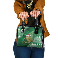 New Zealand Kakapo Christmas In July Shoulder Handbag Silver Fern Santa Xmas Green Color LT22 One Size Green - Polynesian Pride