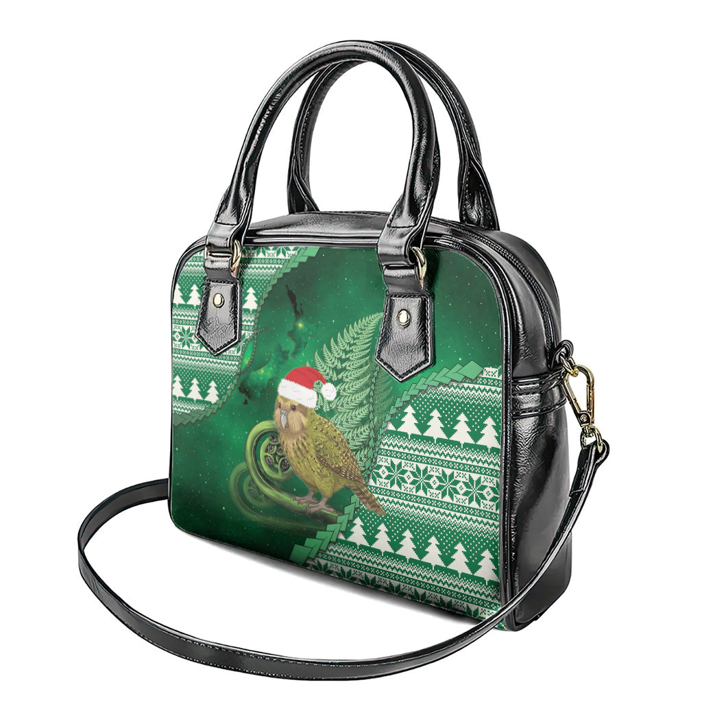 New Zealand Kakapo Christmas In July Shoulder Handbag Silver Fern Santa Xmas Green Color LT22 - Polynesian Pride