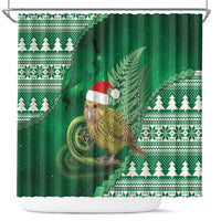 New Zealand Kakapo Christmas In July Shower Curtain Silver Fern Santa Xmas Green Color LT22 Green - Polynesian Pride
