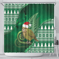 New Zealand Kakapo Christmas In July Shower Curtain Silver Fern Santa Xmas Green Color LT22 - Polynesian Pride