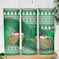 New Zealand Kakapo Christmas In July Skinny Tumbler Silver Fern Santa Xmas Green Color LT22 - Polynesian Pride