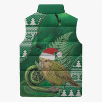 New Zealand Kakapo Christmas In July Sleeveless Puffer Jacket Silver Fern Santa Xmas Green Color LT22 - Polynesian Pride