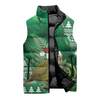 New Zealand Kakapo Christmas In July Sleeveless Puffer Jacket Silver Fern Santa Xmas Green Color LT22 - Polynesian Pride