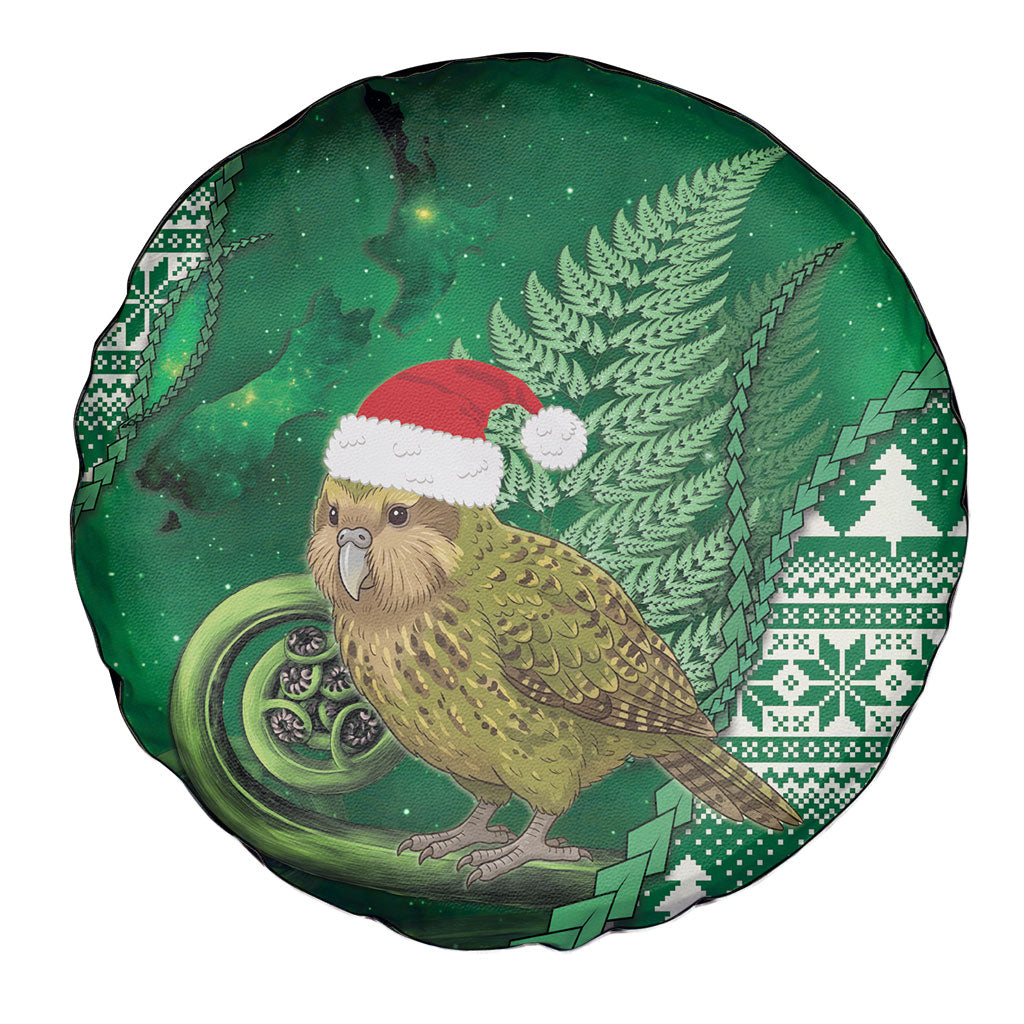 New Zealand Kakapo Christmas In July Spare Tire Cover Silver Fern Santa Xmas Green Color LT22 - Polynesian Pride
