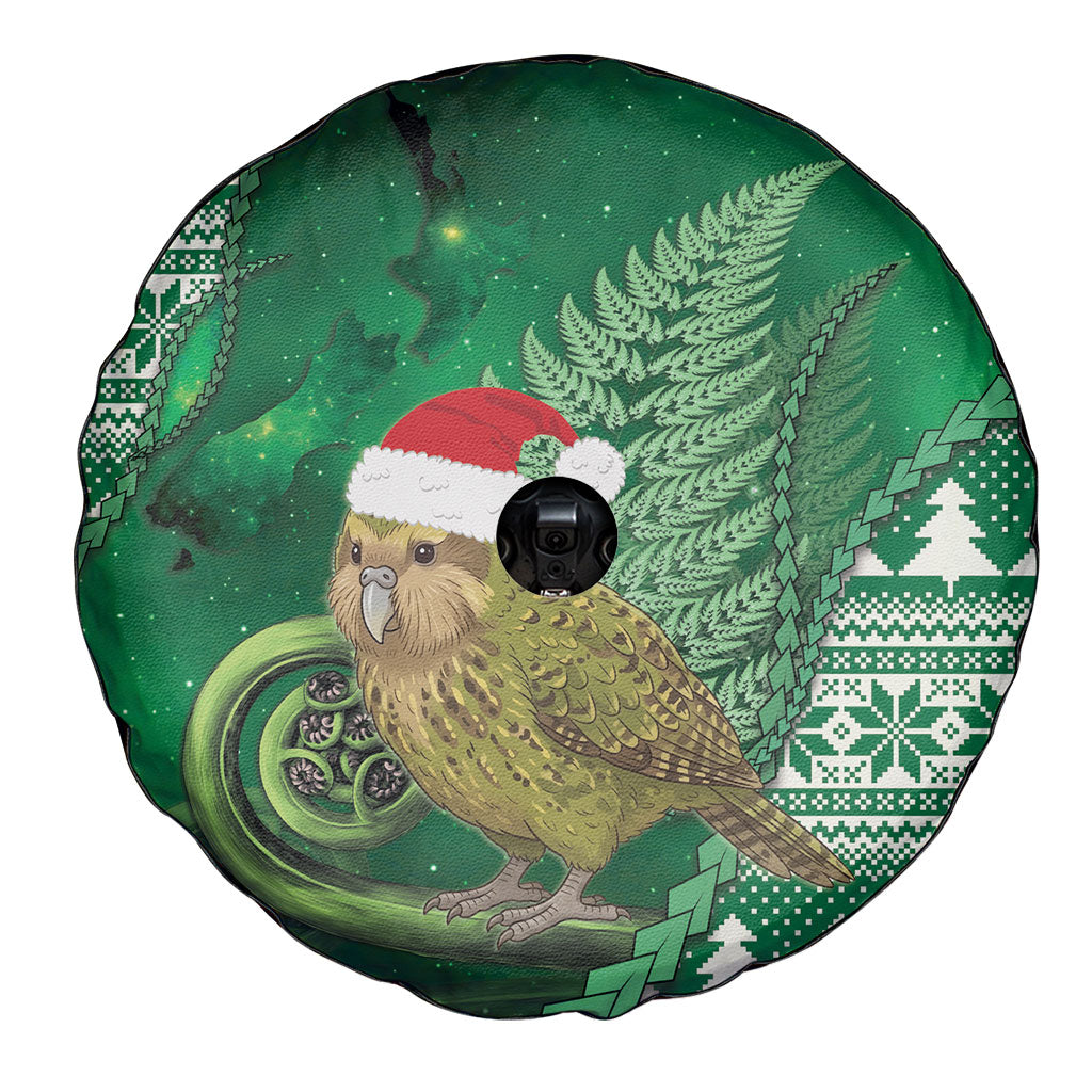 New Zealand Kakapo Christmas In July Spare Tire Cover Silver Fern Santa Xmas Green Color LT22 - Polynesian Pride