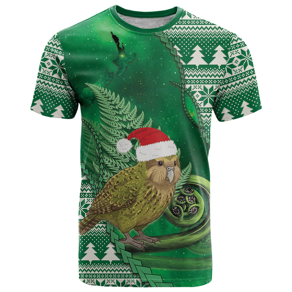 New Zealand Kakapo Christmas In July T Shirt Silver Fern Santa Xmas Green Color LT22 Green - Polynesian Pride