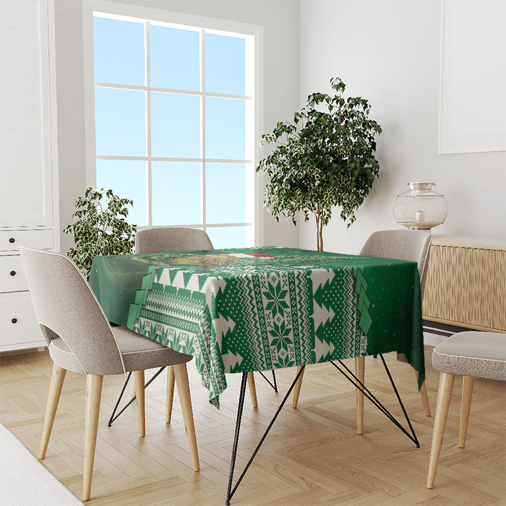 New Zealand Kakapo Christmas In July Tablecloth Silver Fern Santa Xmas Green Color