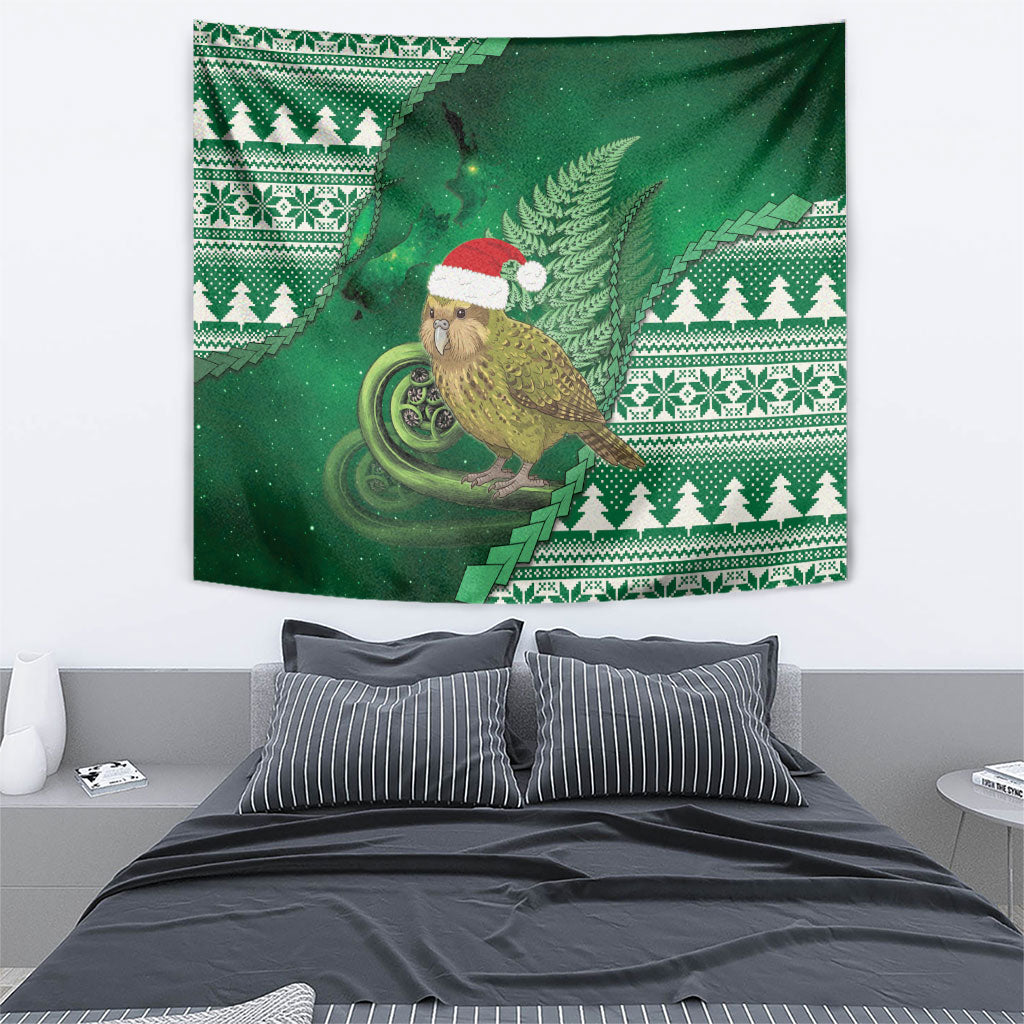 New Zealand Kakapo Christmas In July Tapestry Silver Fern Santa Xmas Green Color LT22 - Polynesian Pride