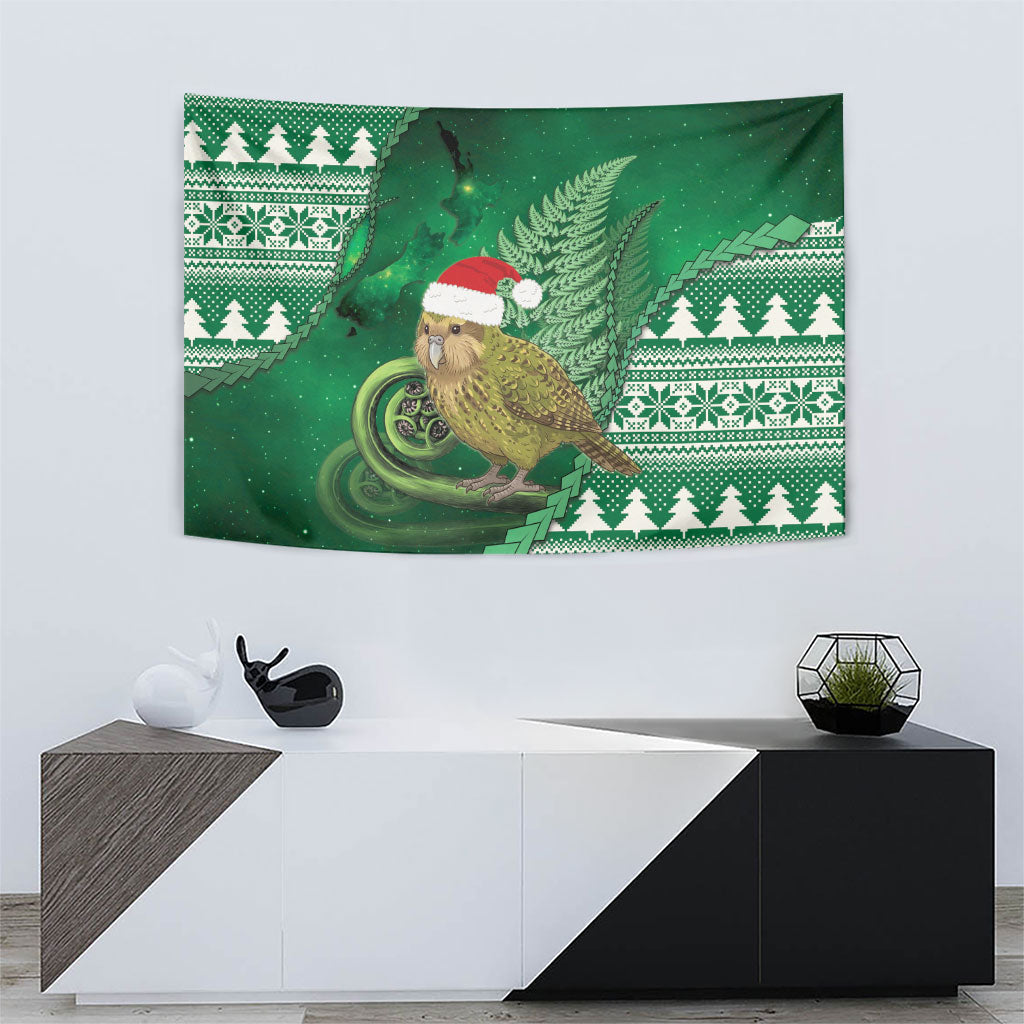 New Zealand Kakapo Christmas In July Tapestry Silver Fern Santa Xmas Green Color LT22 - Polynesian Pride
