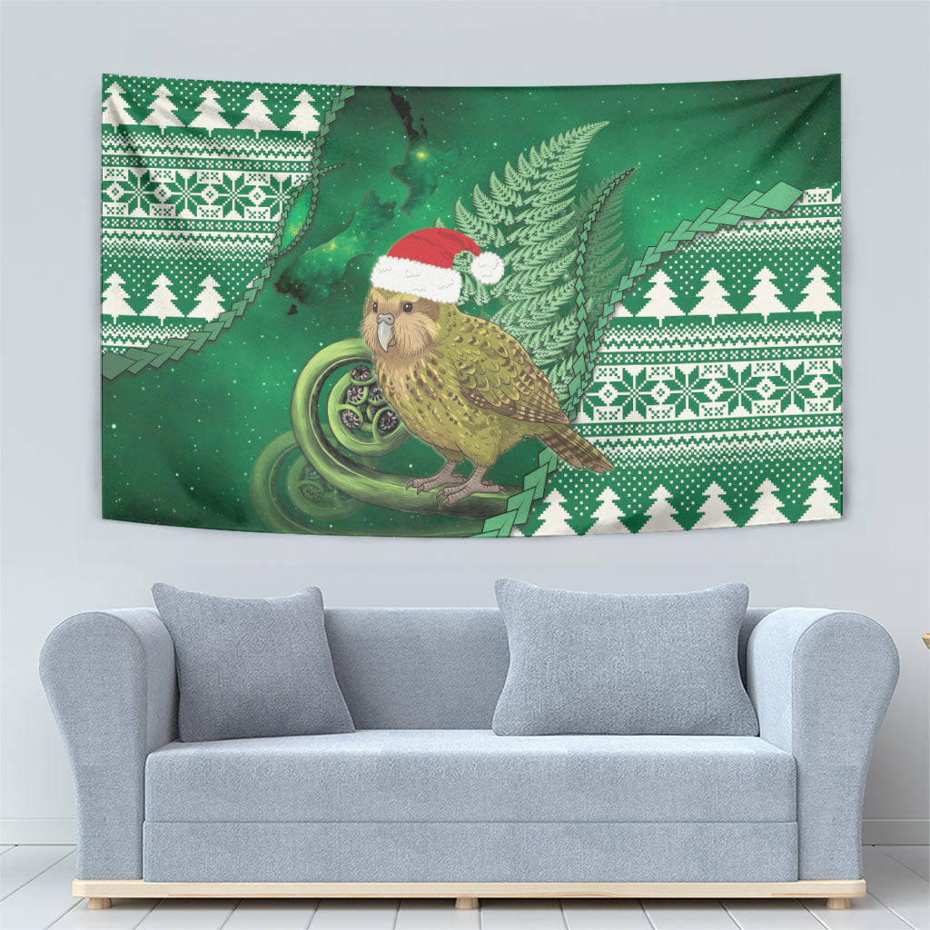 New Zealand Kakapo Christmas In July Tapestry Silver Fern Santa Xmas Green Color LT22 - Polynesian Pride