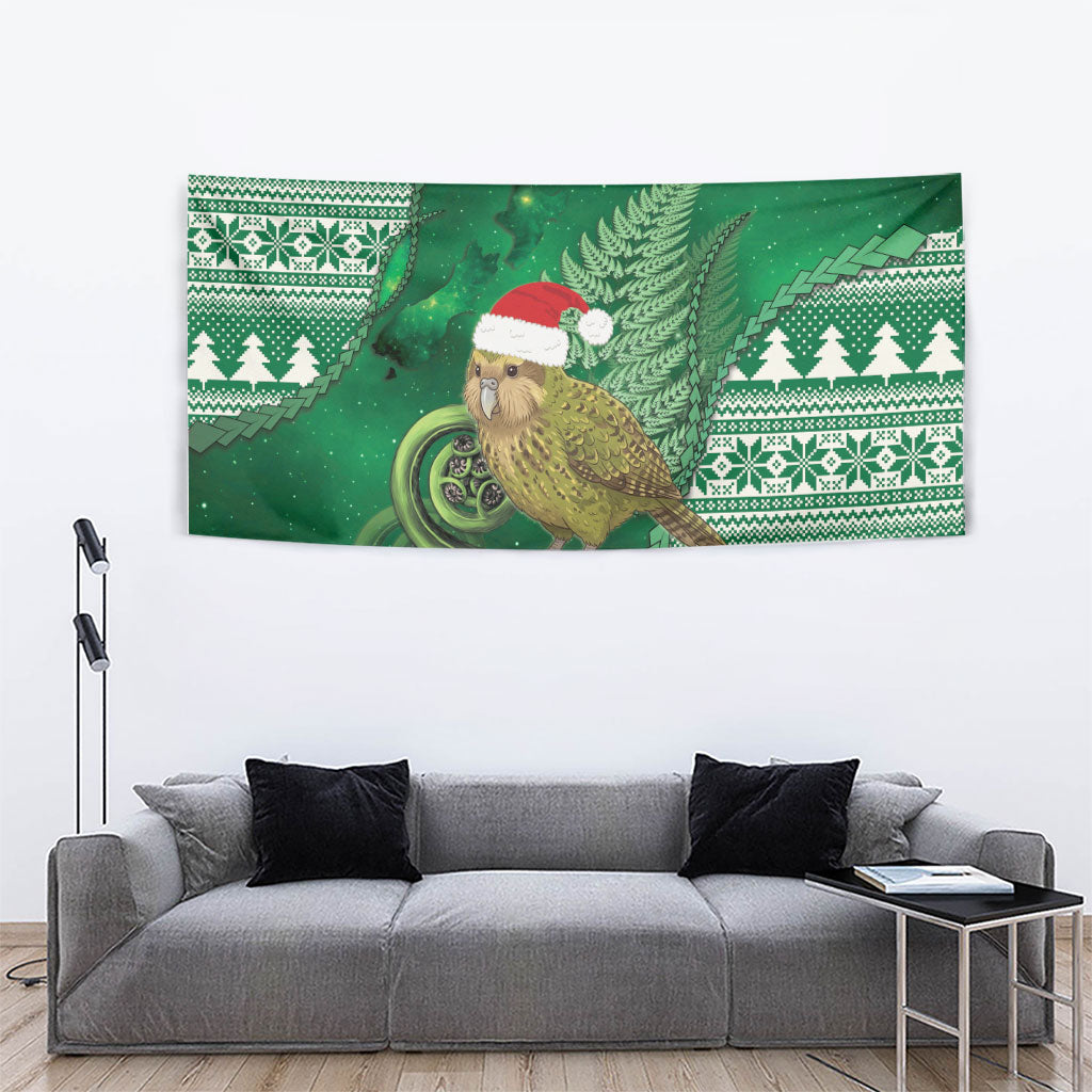 New Zealand Kakapo Christmas In July Tapestry Silver Fern Santa Xmas Green Color LT22 - Polynesian Pride