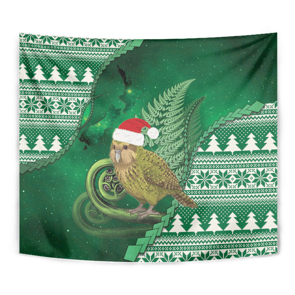New Zealand Kakapo Christmas In July Tapestry Silver Fern Santa Xmas Green Color LT22 - Polynesian Pride