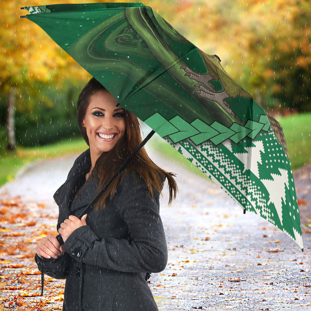 New Zealand Kakapo Christmas In July Umbrella Silver Fern Santa Xmas Green Color LT22 - Polynesian Pride