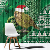 New Zealand Kakapo Christmas In July Window Curtain Silver Fern Santa Xmas Green Color LT22 - Polynesian Pride