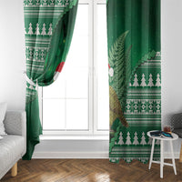 New Zealand Kakapo Christmas In July Window Curtain Silver Fern Santa Xmas Green Color LT22 - Polynesian Pride