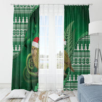New Zealand Kakapo Christmas In July Window Curtain Silver Fern Santa Xmas Green Color LT22 - Polynesian Pride