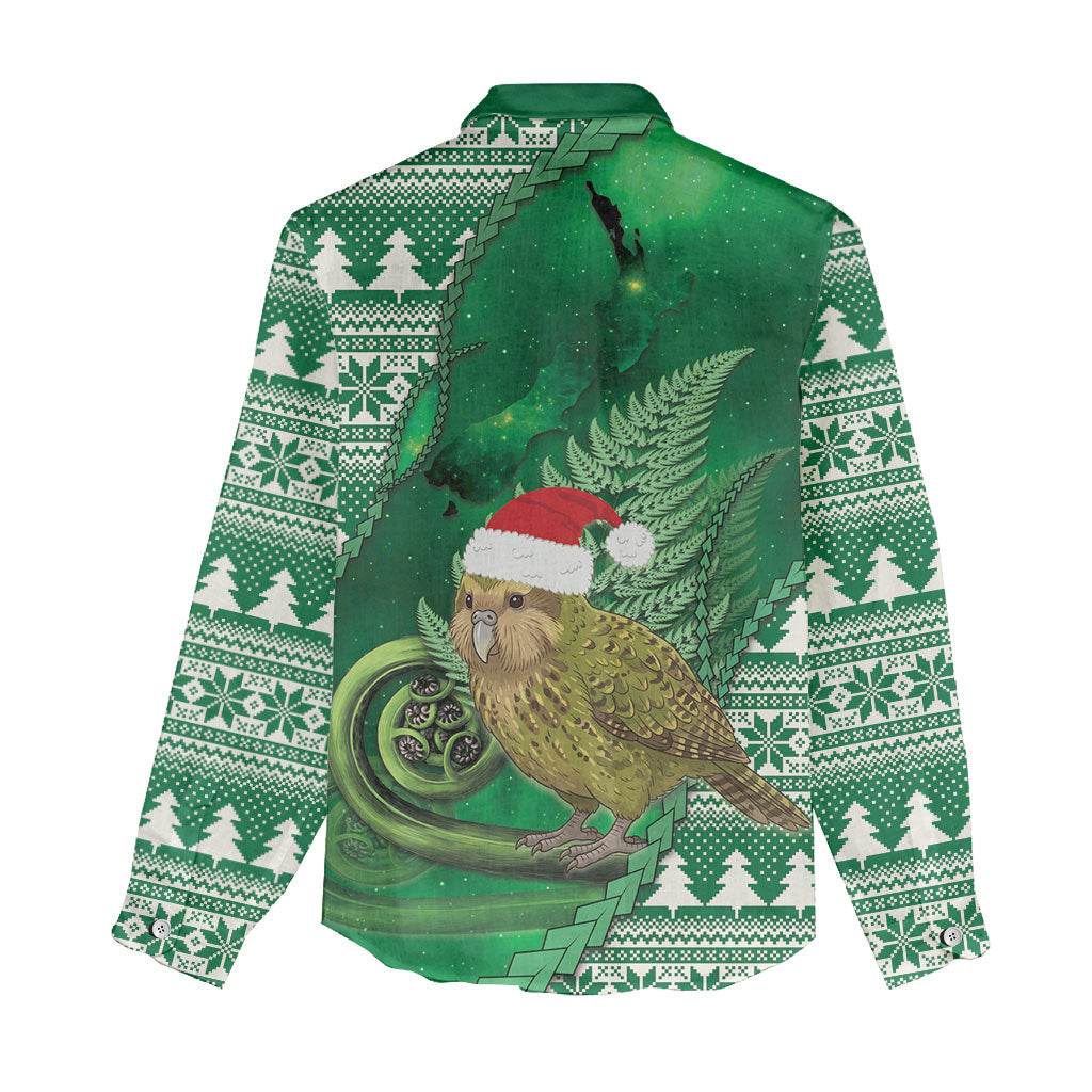 New Zealand Kakapo Christmas In July Women Casual Shirt Silver Fern Santa Xmas Green Color LT22 - Polynesian Pride