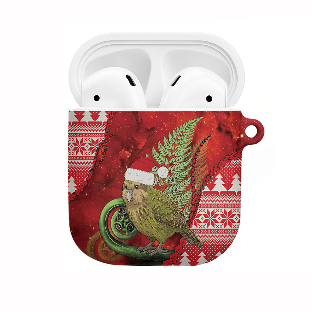 New Zealand Kakapo Christmas In July AirPods Case Silver Fern Santa Xmas Red Color LT22 Red - Polynesian Pride