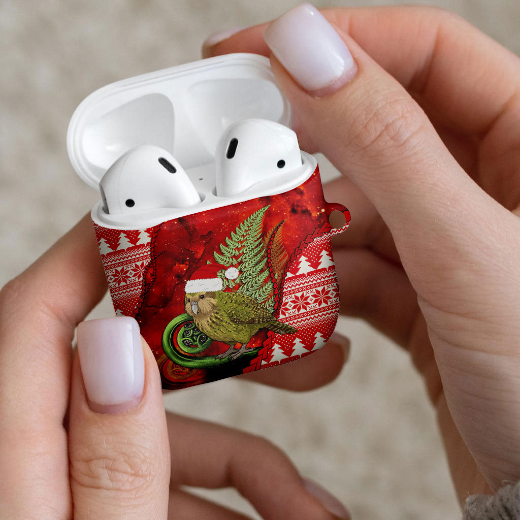 New Zealand Kakapo Christmas In July AirPods Case Silver Fern Santa Xmas Red Color LT22 - Polynesian Pride