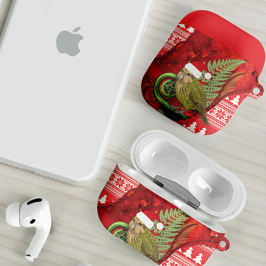 New Zealand Kakapo Christmas In July AirPods Case Silver Fern Santa Xmas Red Color LT22 - Polynesian Pride