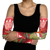 New Zealand Kakapo Christmas In July Arm Sleeves Silver Fern Santa Xmas Red Color LT22 - Polynesian Pride