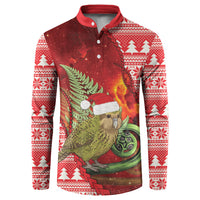 New Zealand Kakapo Christmas In July Button Sweatshirt Silver Fern Santa Xmas Red Color