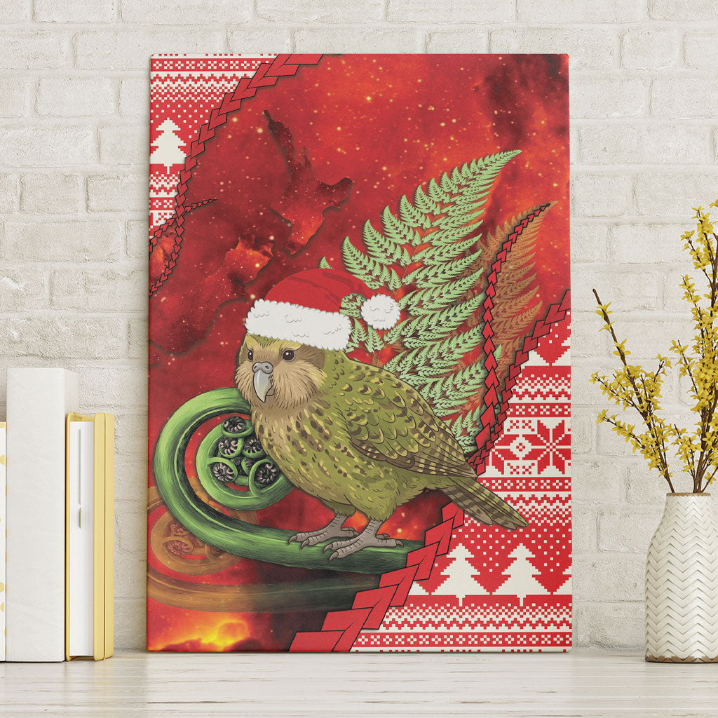 New Zealand Kakapo Christmas In July Canvas Wall Art Silver Fern Santa Xmas Red Color LT22 Without Frame Red - Polynesian Pride