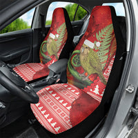 New Zealand Kakapo Christmas In July Car Seat Cover Silver Fern Santa Xmas Red Color LT22 - Polynesian Pride