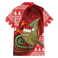 New Zealand Kakapo Christmas In July Family Matching Off Shoulder Maxi Dress and Hawaiian Shirt Silver Fern Santa Xmas Red Color LT22 - Polynesian Pride