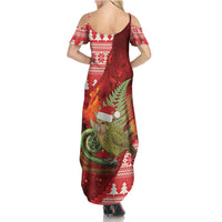 New Zealand Kakapo Christmas In July Family Matching Summer Maxi Dress and Hawaiian Shirt Silver Fern Santa Xmas Red Color LT22 - Polynesian Pride