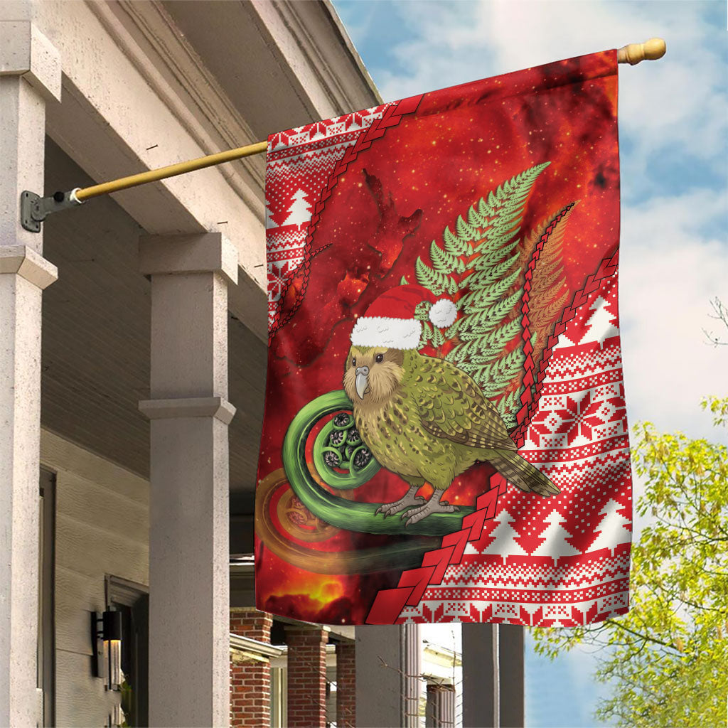 New Zealand Kakapo Christmas In July Garden Flag Silver Fern Santa Xmas Red Color LT22 House Flag Red - Polynesian Pride