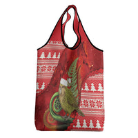 New Zealand Kakapo Christmas In July Grocery Bag Silver Fern Santa Xmas Red Color LT22 - Polynesian Pride