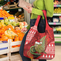 New Zealand Kakapo Christmas In July Grocery Bag Silver Fern Santa Xmas Red Color LT22 - Polynesian Pride