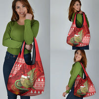 New Zealand Kakapo Christmas In July Grocery Bag Silver Fern Santa Xmas Red Color LT22 - Polynesian Pride
