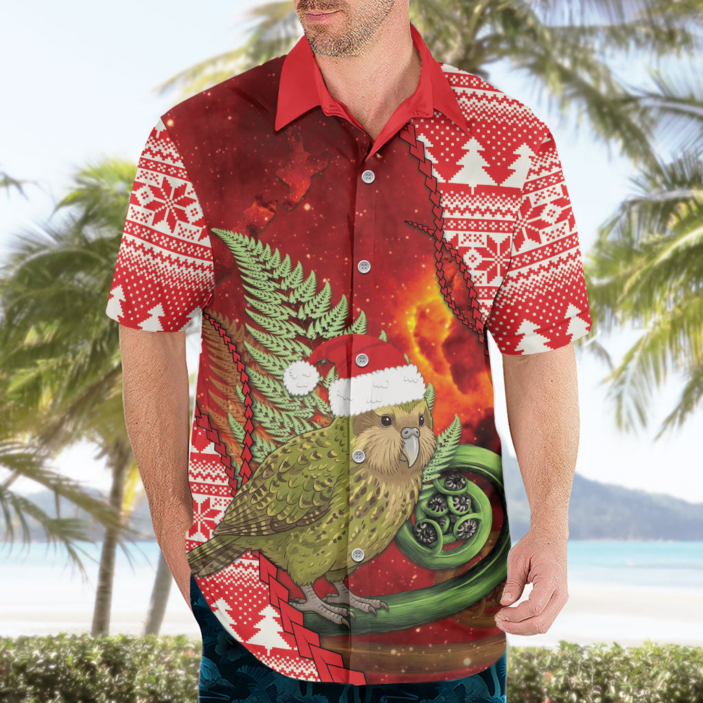 New Zealand Kakapo Christmas In July Hawaiian Shirt Silver Fern Santa Xmas Red Color