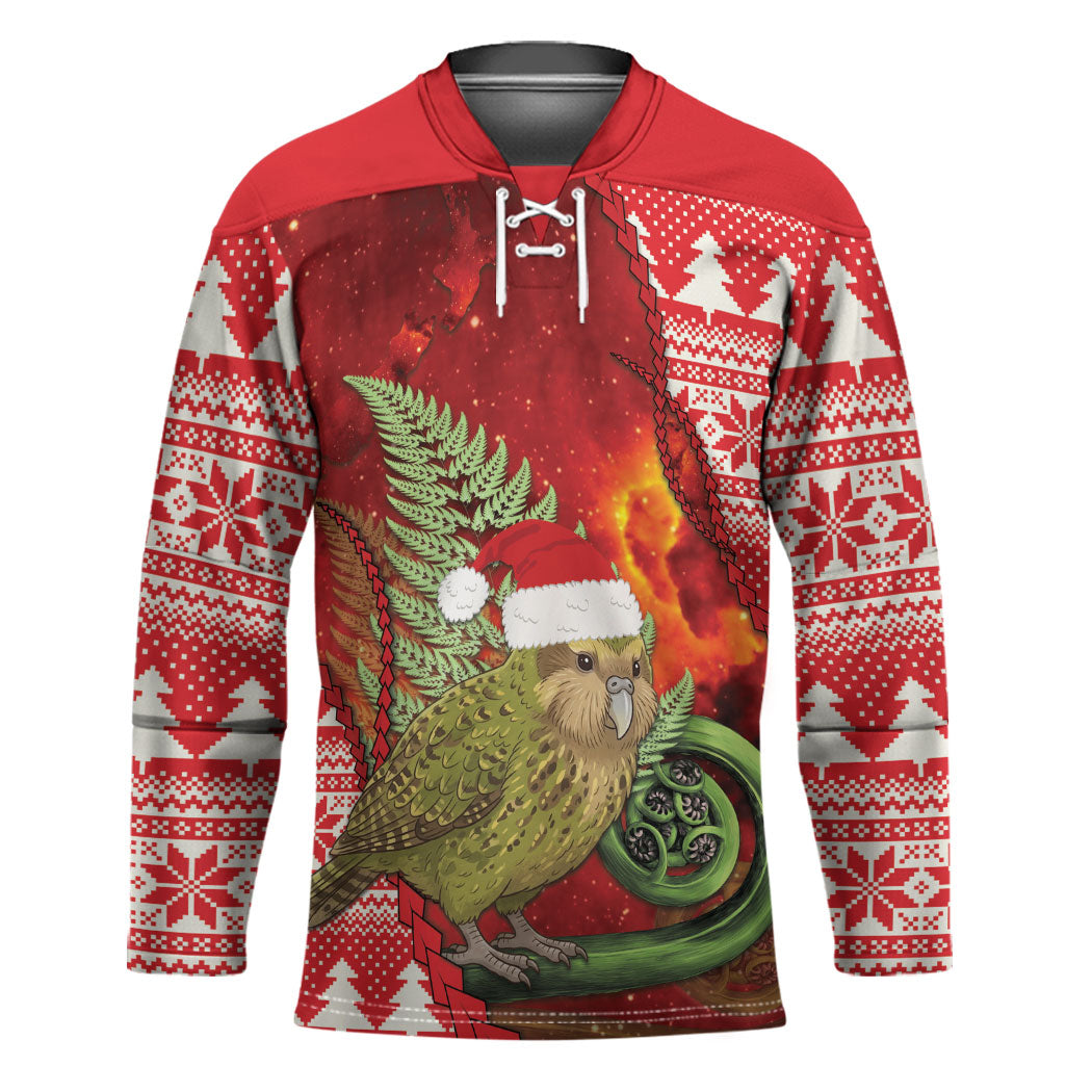 New Zealand Kakapo Christmas In July Hockey Jersey Silver Fern Santa Xmas Red Color LT22 Unisex Red - Polynesian Pride