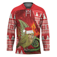 New Zealand Kakapo Christmas In July Hockey Jersey Silver Fern Santa Xmas Red Color