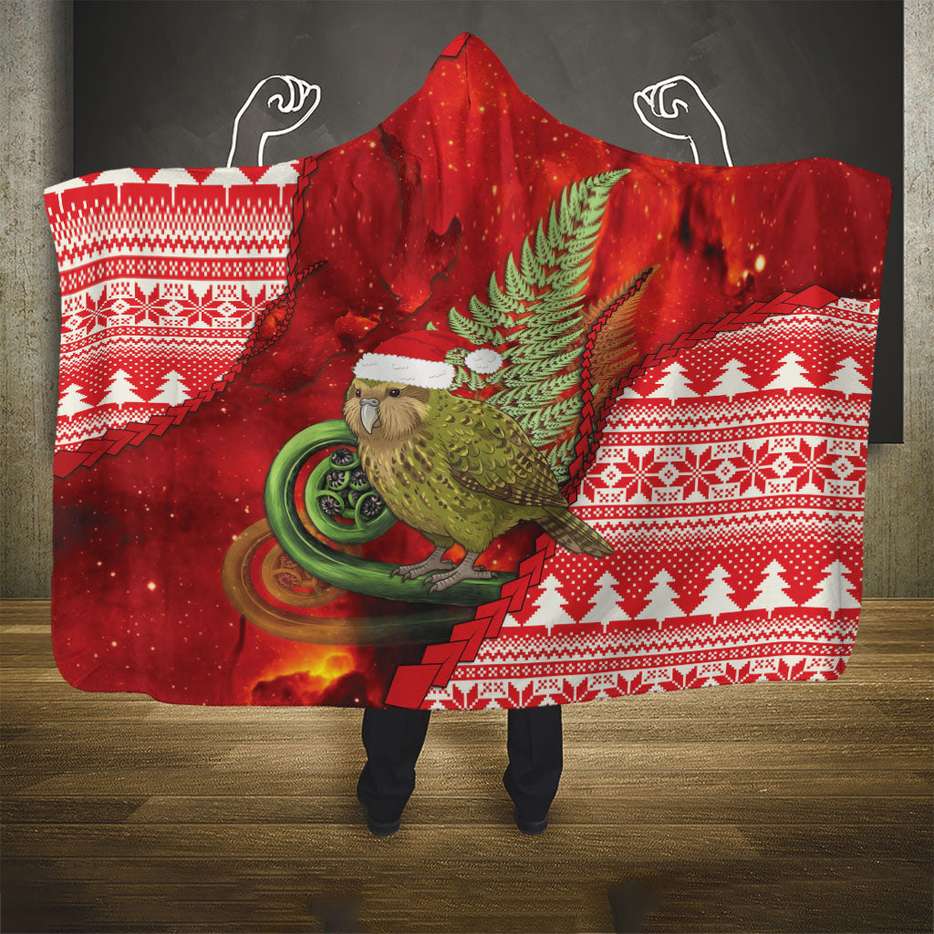 New Zealand Kakapo Christmas In July Hooded Blanket Silver Fern Santa Xmas Red Color