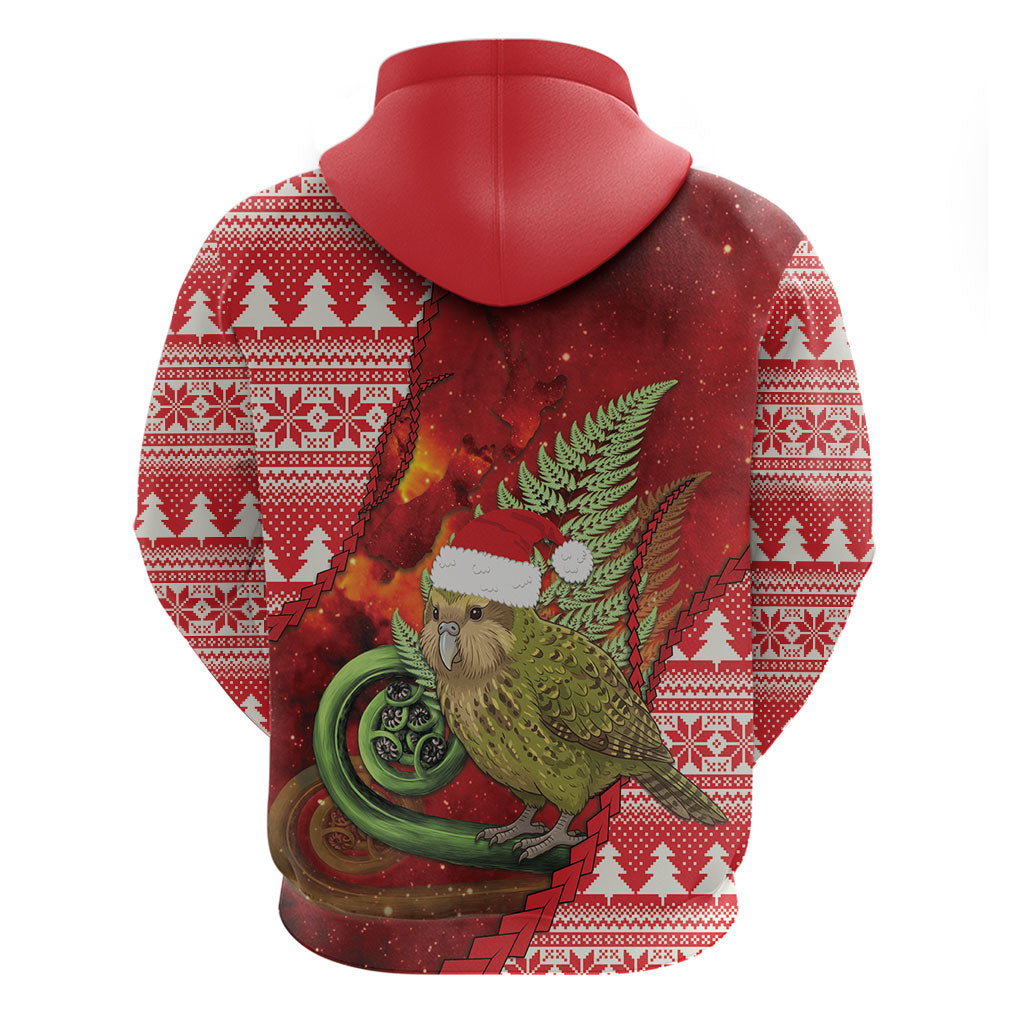 New Zealand Kakapo Christmas In July Hoodie Silver Fern Santa Xmas Red Color LT22 - Polynesian Pride