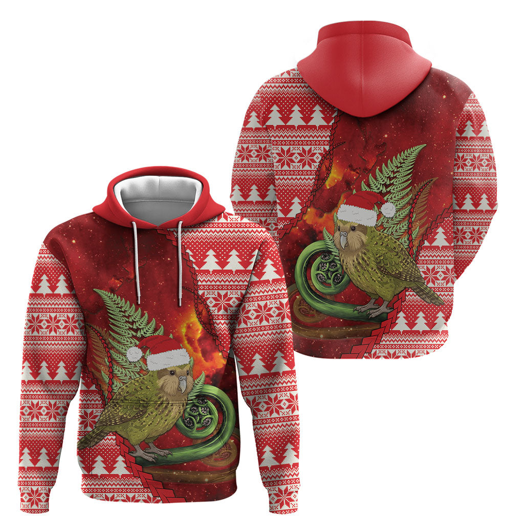 New Zealand Kakapo Christmas In July Hoodie Silver Fern Santa Xmas Red Color LT22 - Polynesian Pride