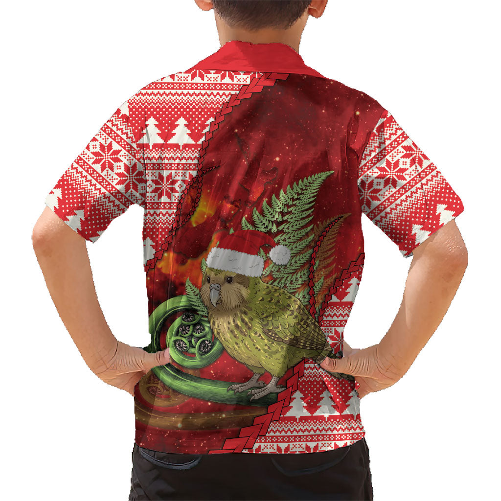 New Zealand Kakapo Christmas In July Kid Hawaiian Shirt Silver Fern Santa Xmas Red Color LT22 - Polynesian Pride