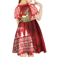 New Zealand Kakapo Christmas In July Kid Short Sleeve Dress Silver Fern Santa Xmas Red Color